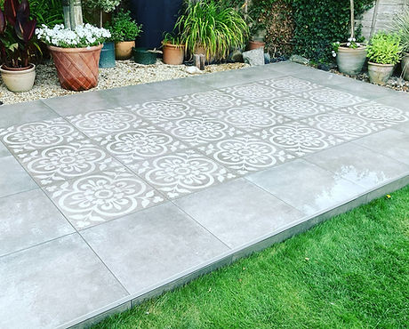 mosaic paving, Turkish style paving, patio, dining area