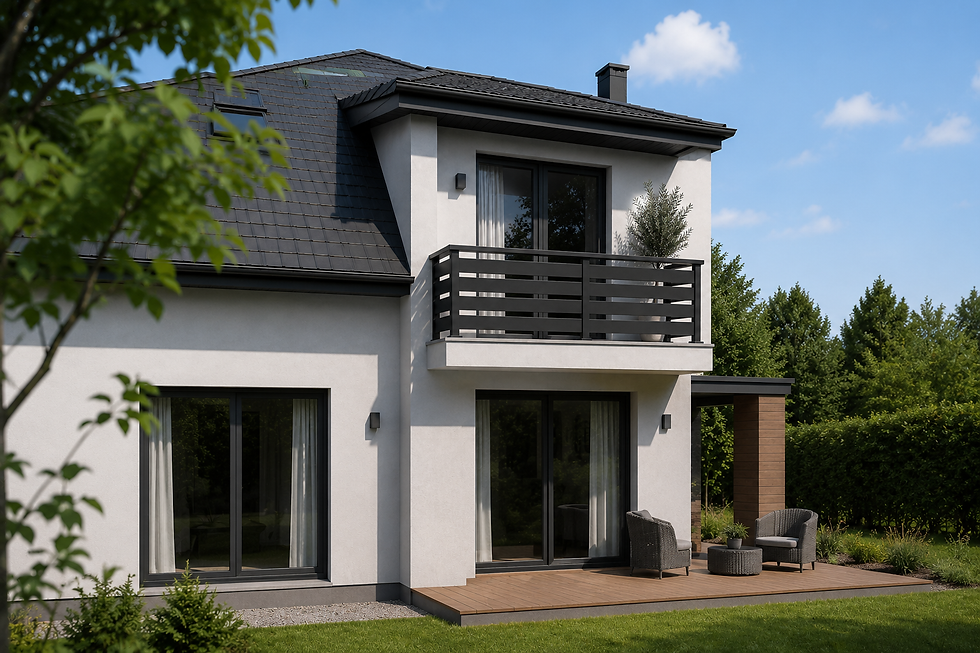 Dom jednorodzinny z aluminiowymi balustradami balkonowymi – producent Śląsk