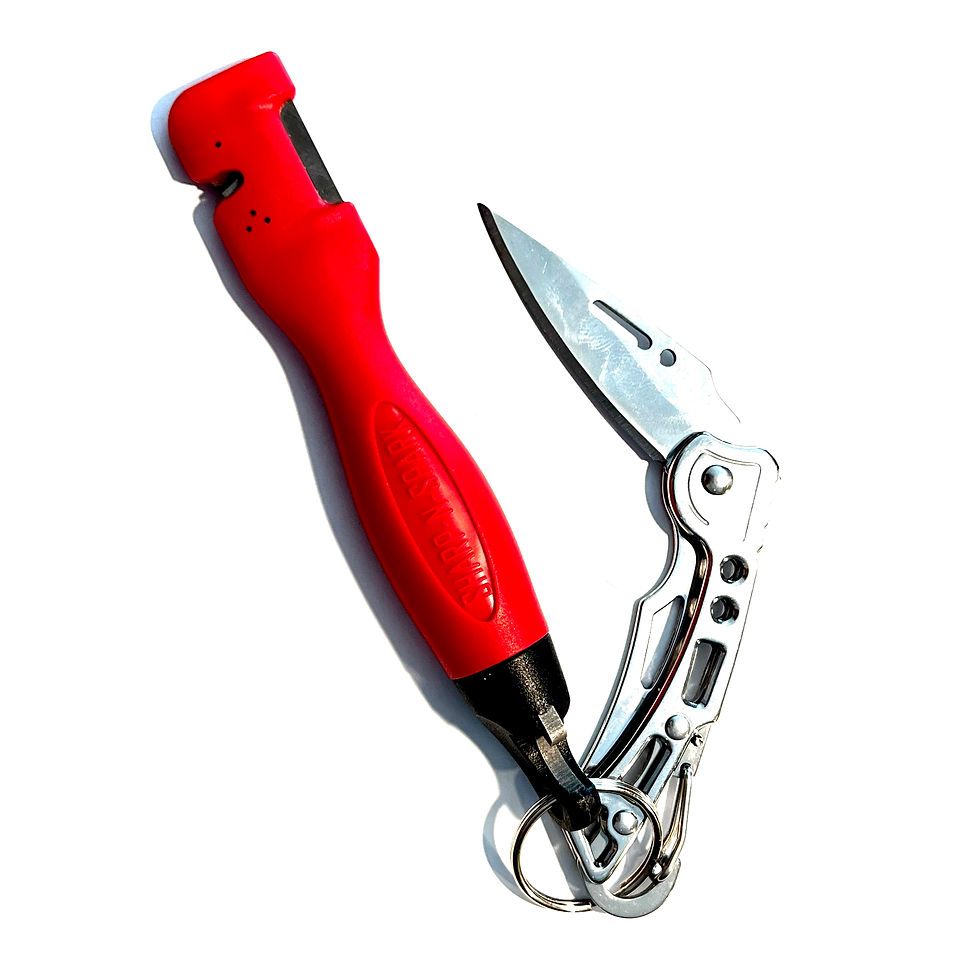 Thumbnail: COMBO: Original Sharp N Spark & Steel Carabiner Folding Pocket Knife 