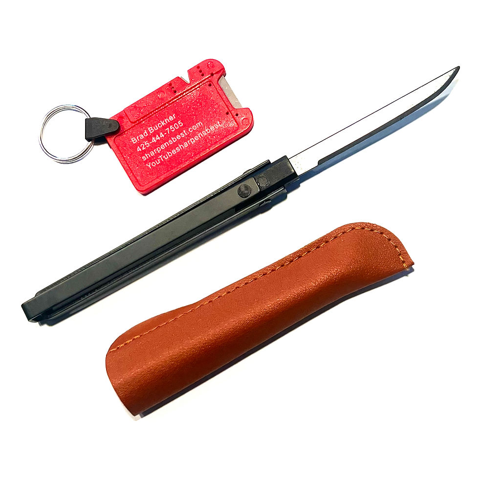Thumbnail: COMBO: Ultimate Edition Double Folding Knife & Red Rectangle Sharpener 