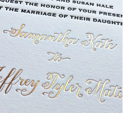 Calligraphy Invitation with Foil and letterpress