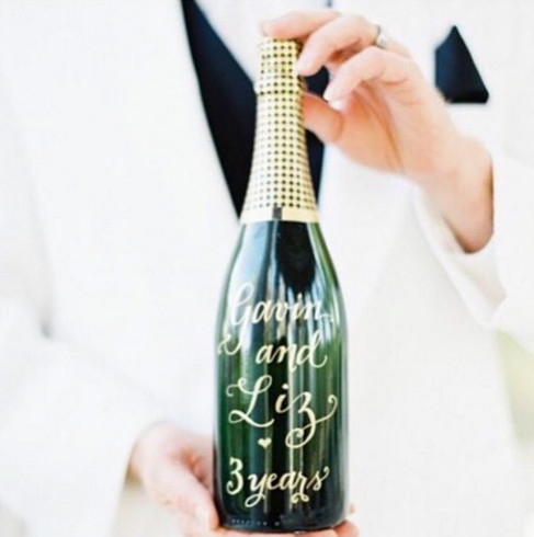 Champagne bottle calligraphy