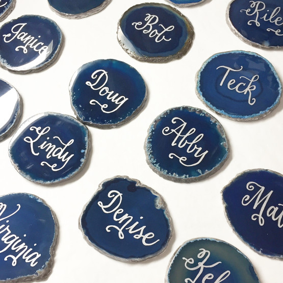 Blue Agate Wedding Calligraphy