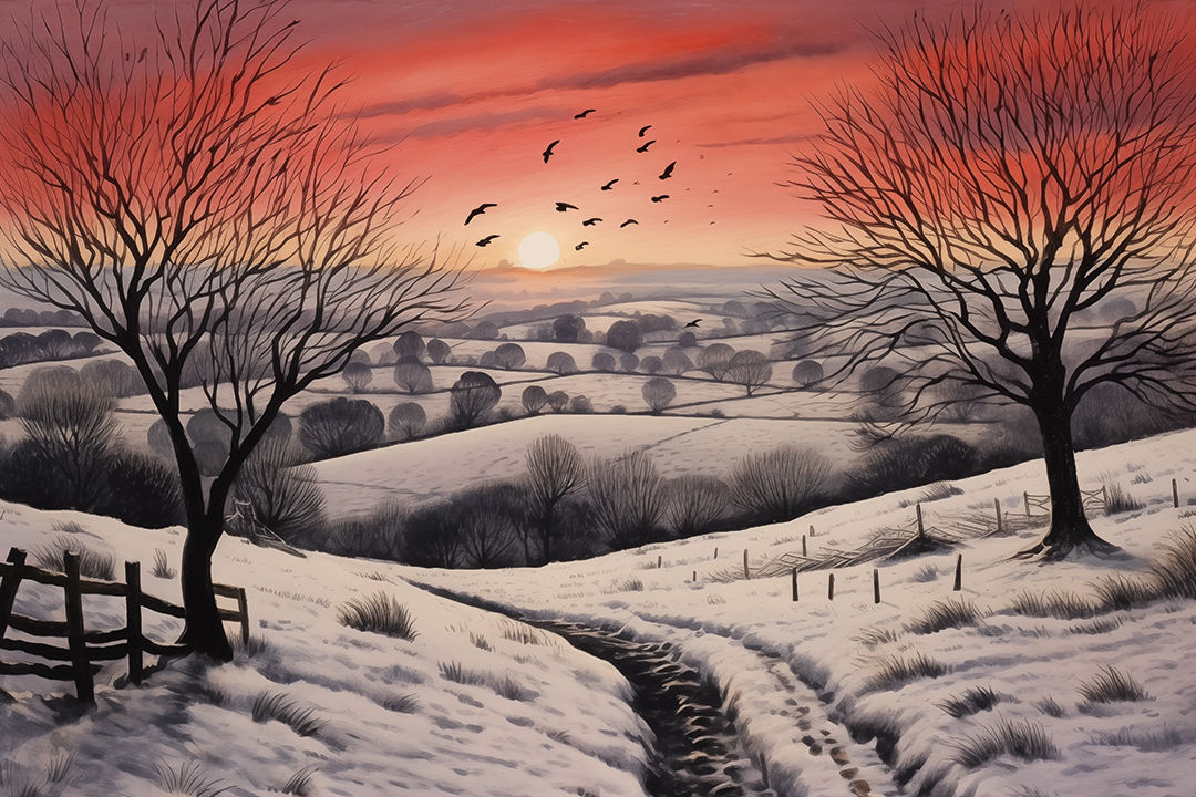 Sun Setting Over Countryside