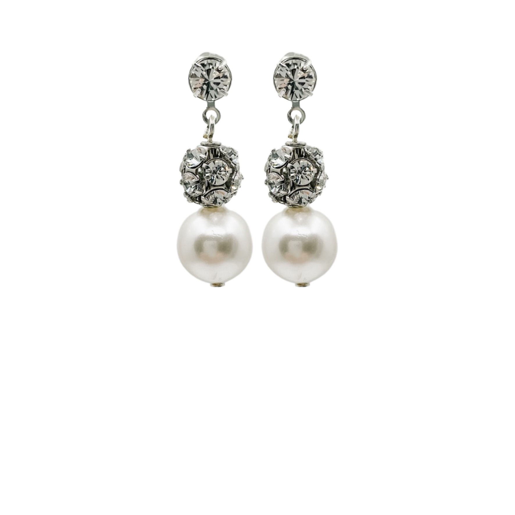 Swarovski crystal and white pearl earrings