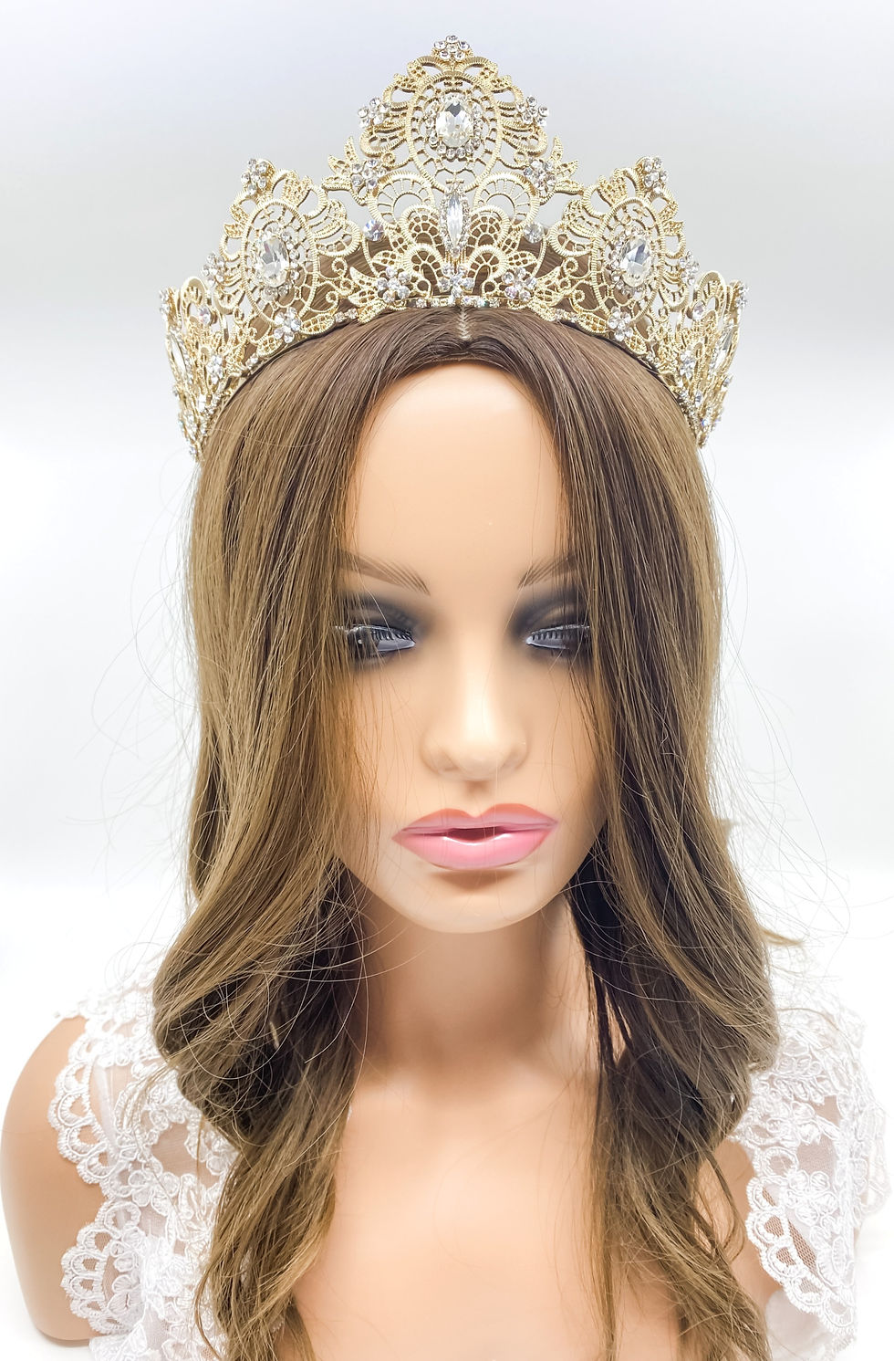 Thumbnail: Gold crystal bridal statement crown