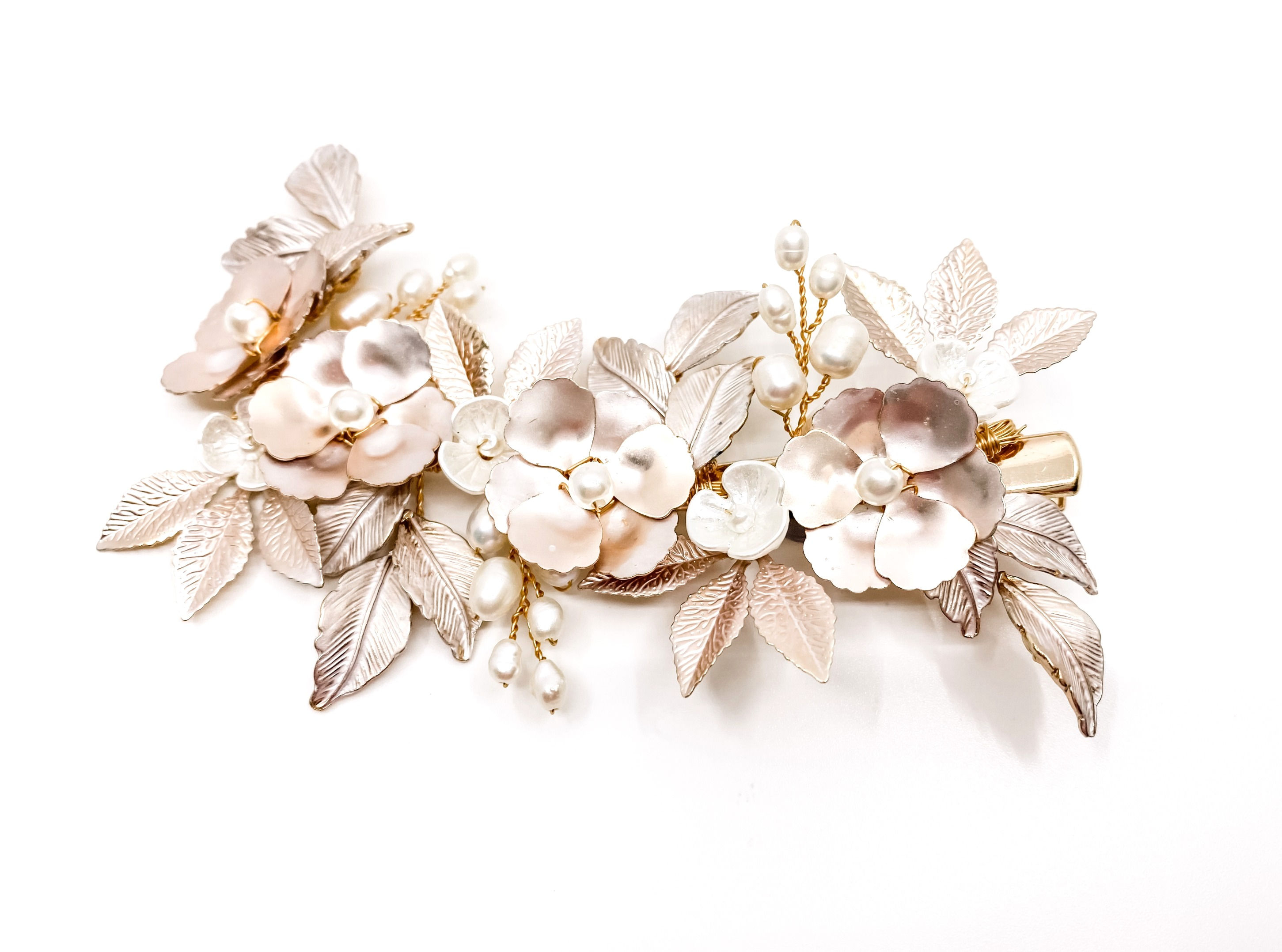 Fern Gold Floral Hair Clip