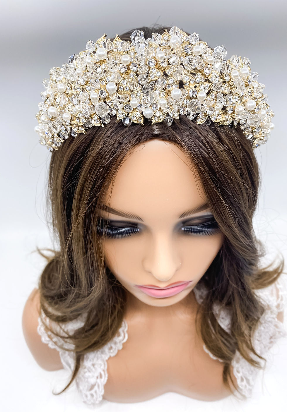 Thumbnail: ivory pearl bridal crown