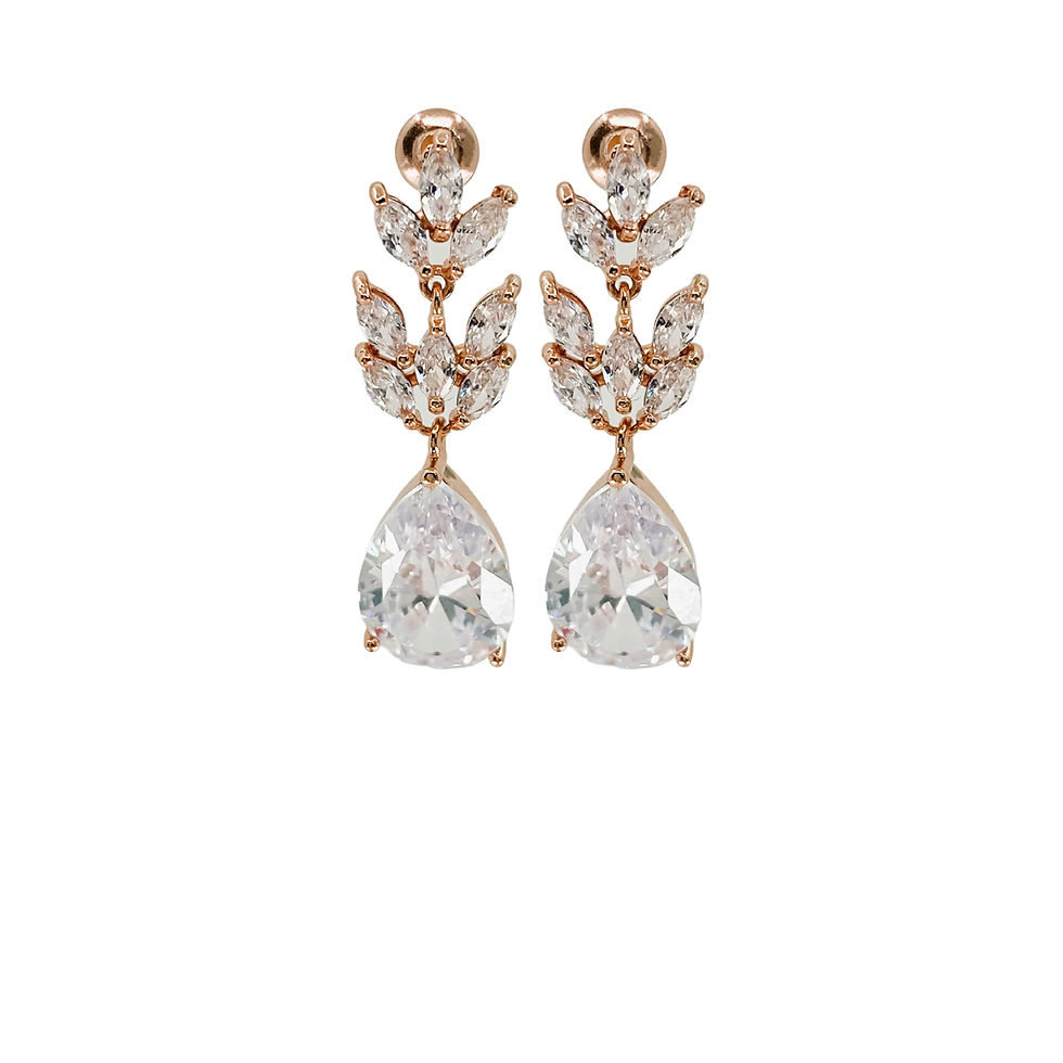 Marquise Rose Gold Teardrop Bridal Earrings