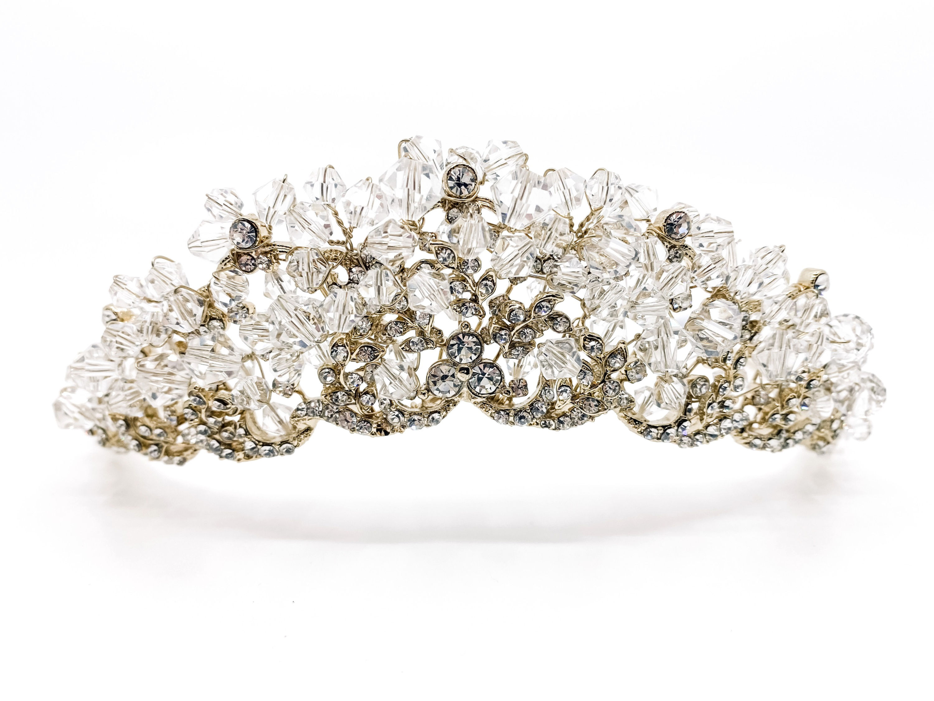 Gold Swarovski crystal bridal crown