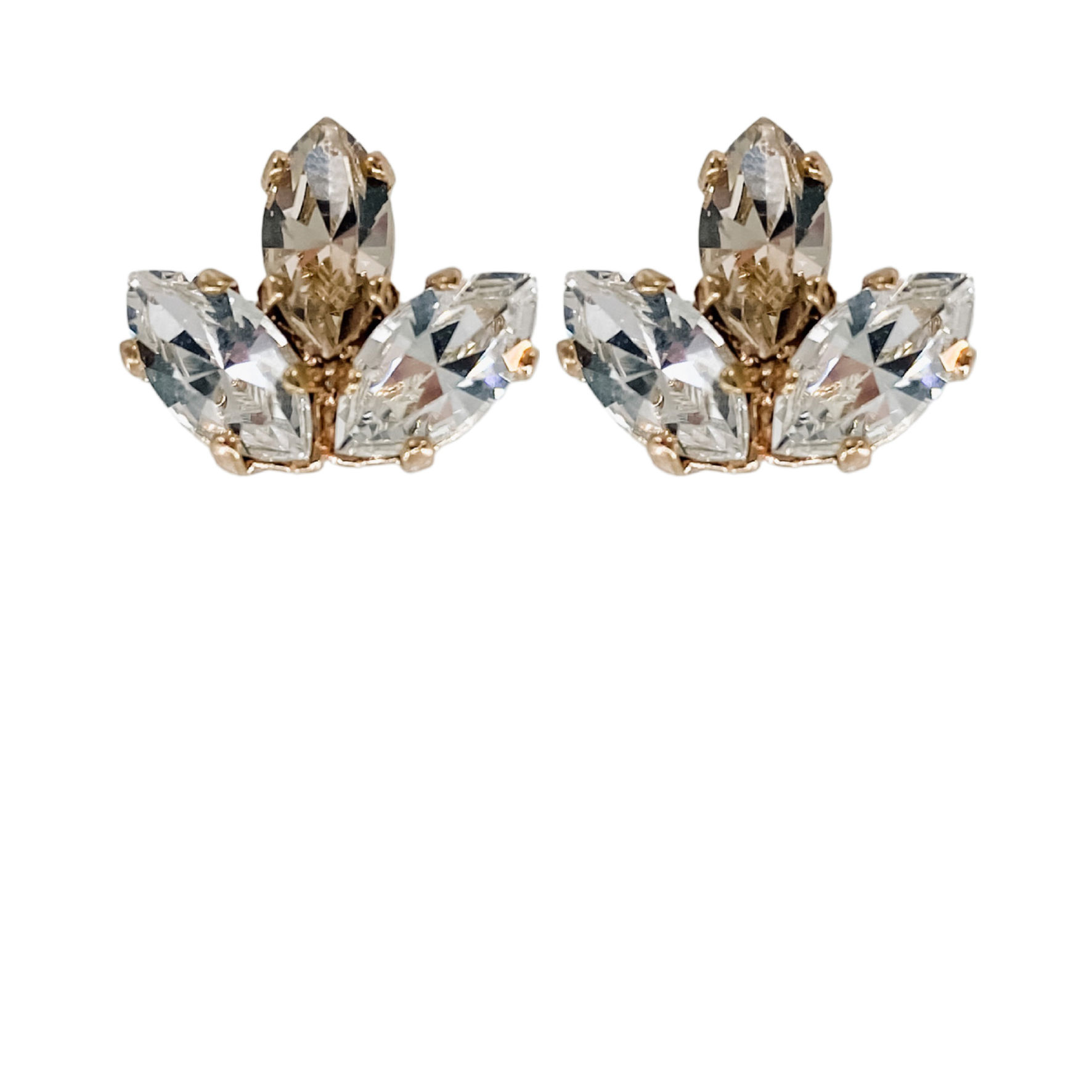 Swarovski champagne crystal rose gold bridesmaids stud