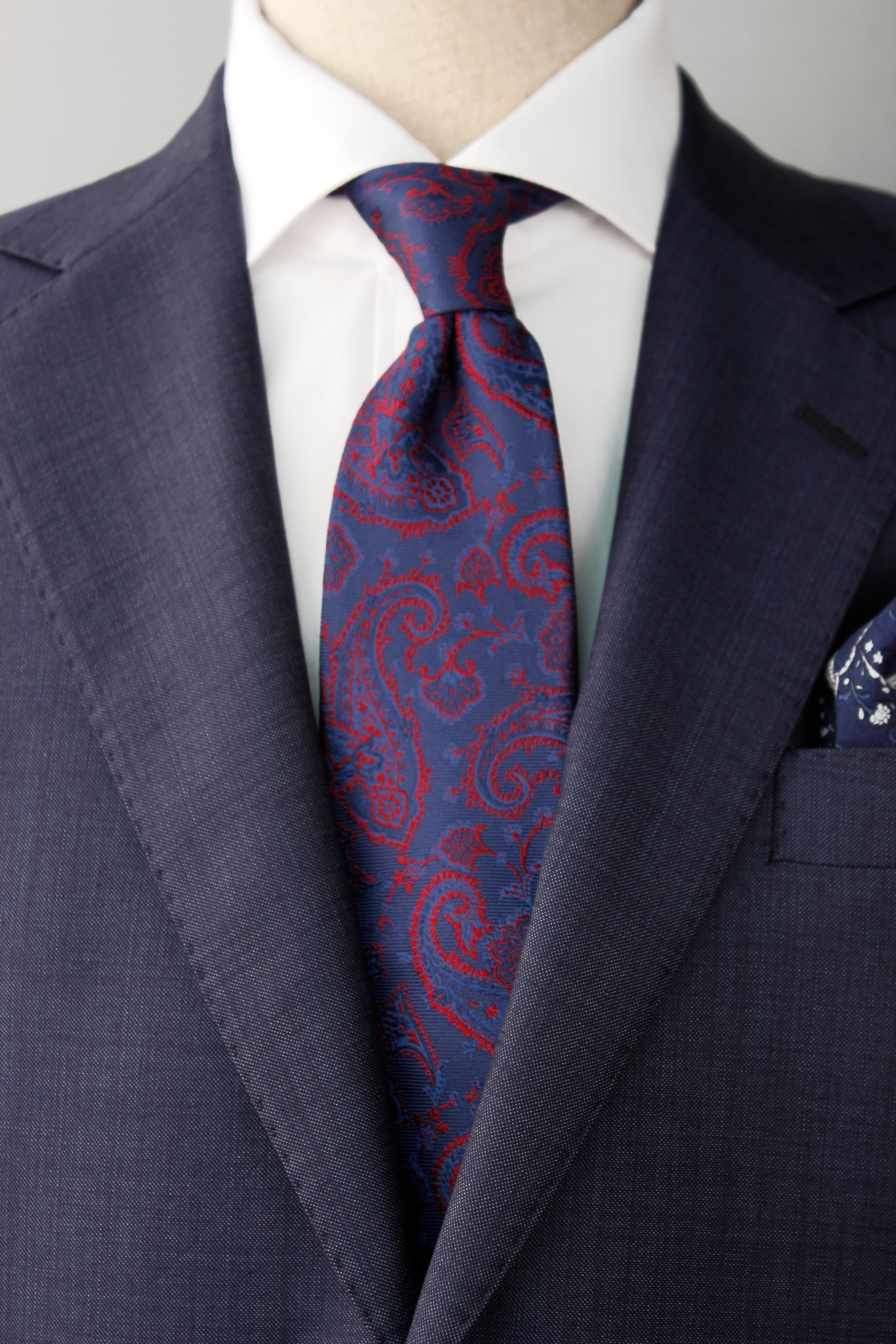 Navy Paisley Silk Tie