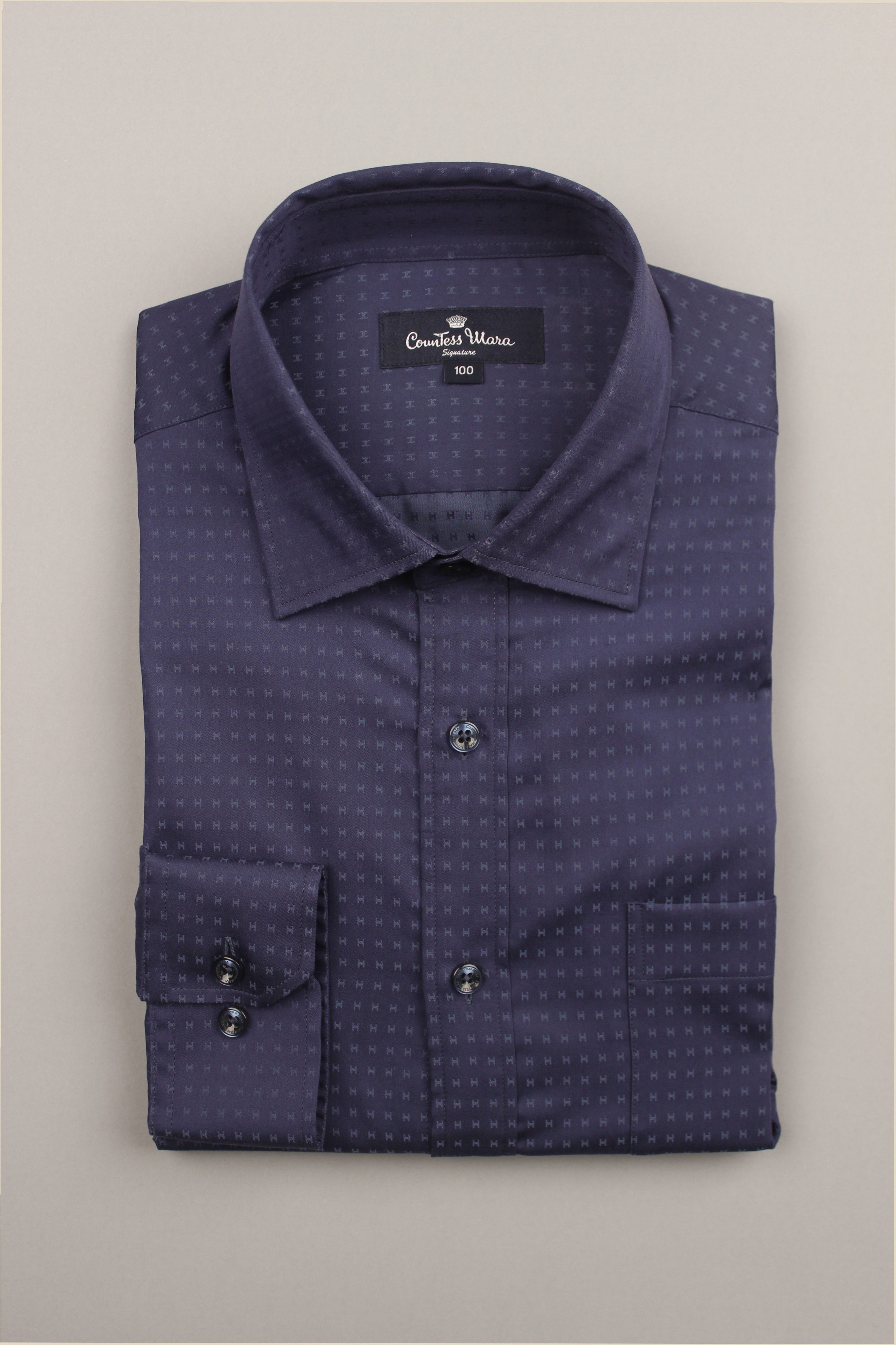 Navy Jacquard Shirt /Regular Fit