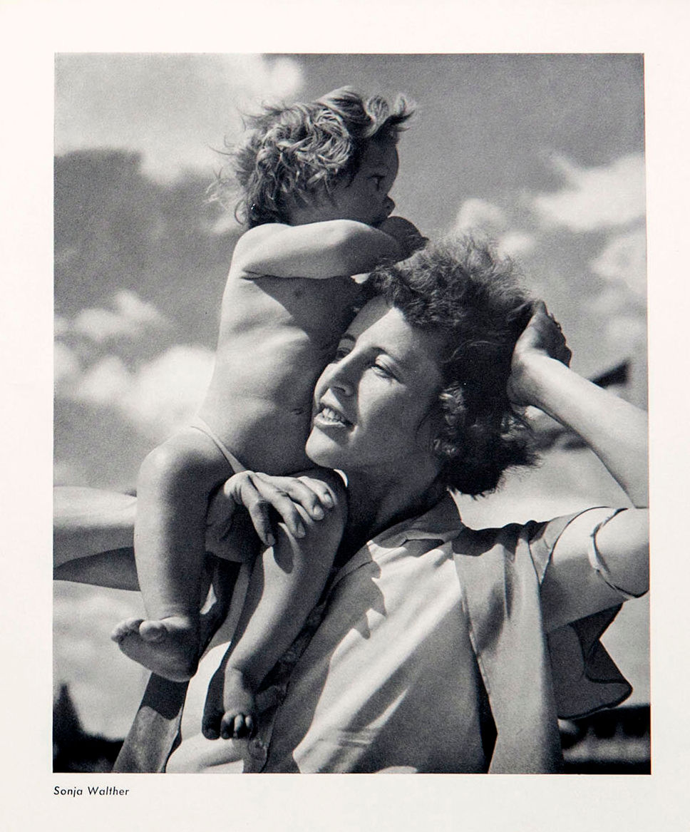 Vintage photo shot on rolleiflex of mom and baby in B&W