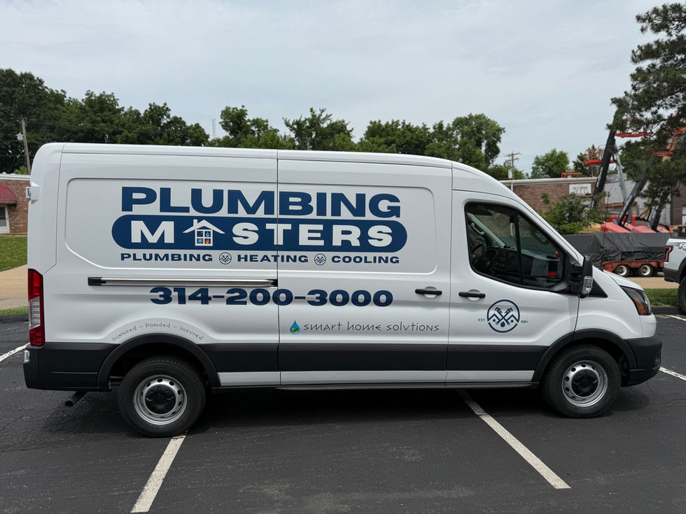 White van with "Plumbing Masters" branding.