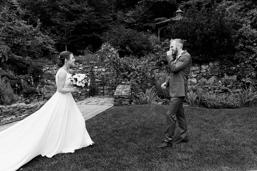 First Look for the Bride and Groom by Boston Wedding Photographer Serena Burroughs Photography LLC