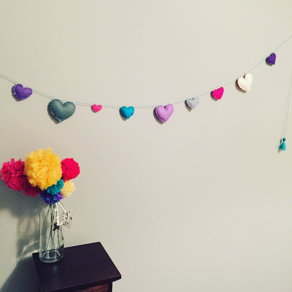 Stuffed Heart Garland - $25