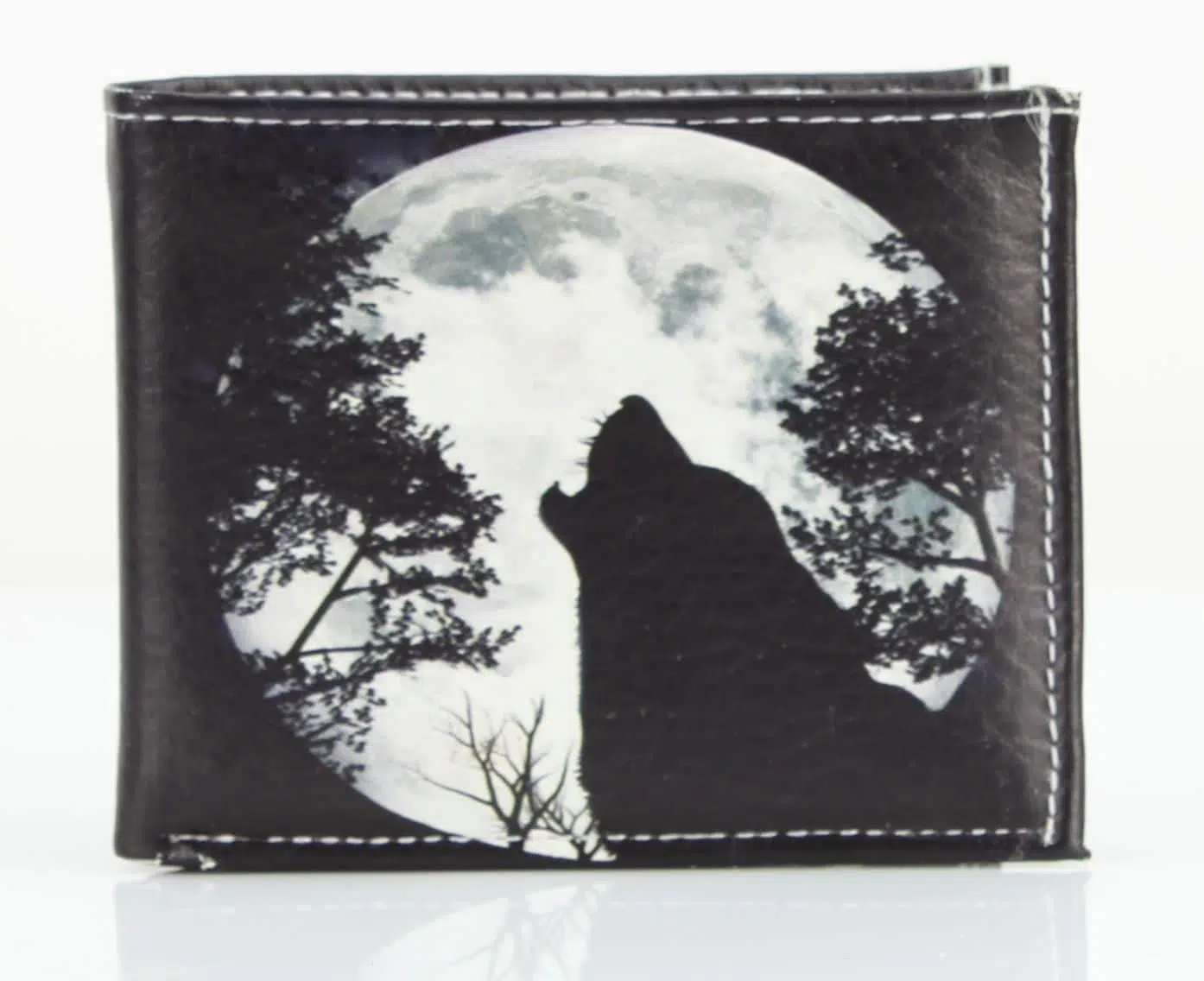 Wolf Howling at Moon Portafoglio bifold vegano con confezione regalo abbinata