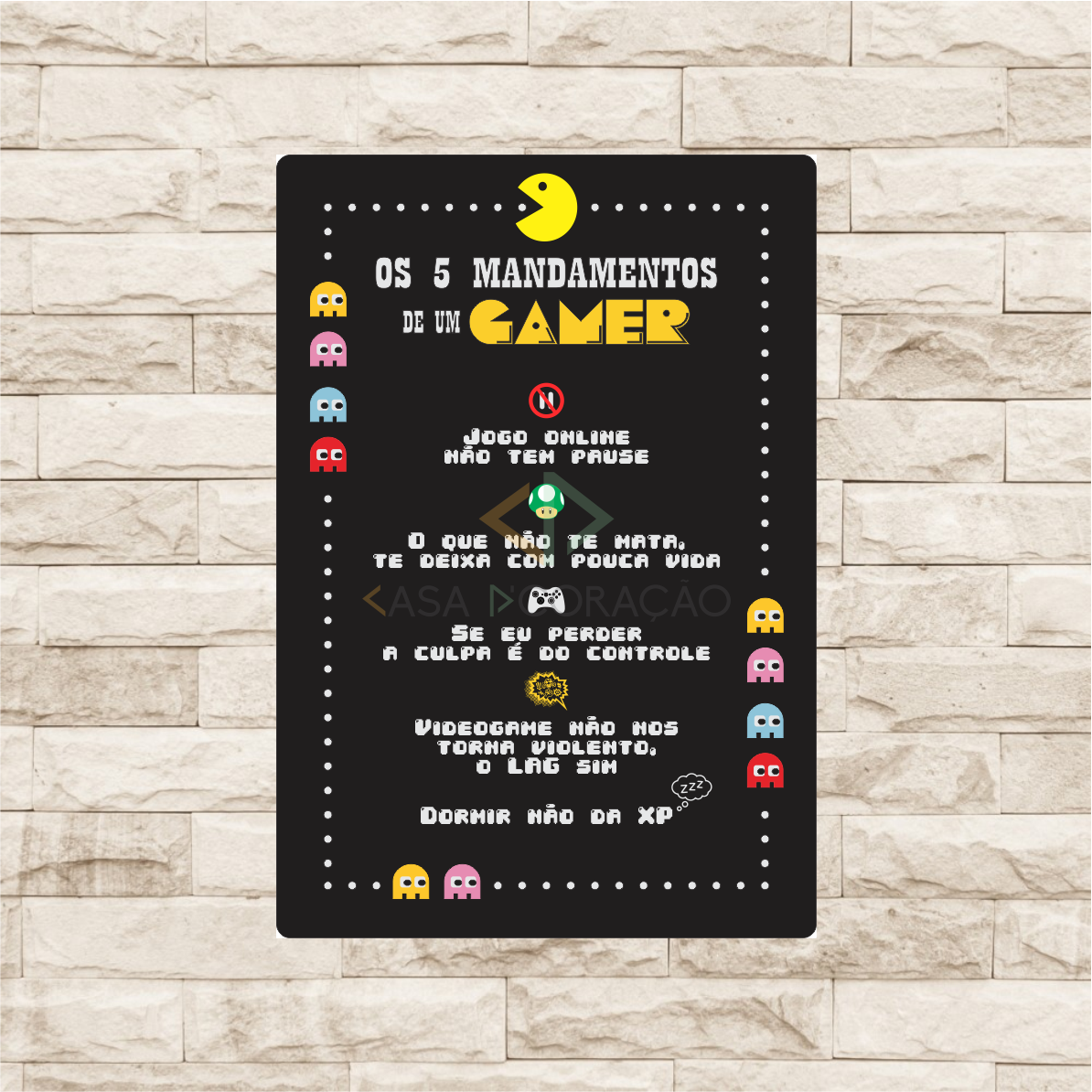 30003 - Placa Decorativa - 5 Mandamentos de um Gamer