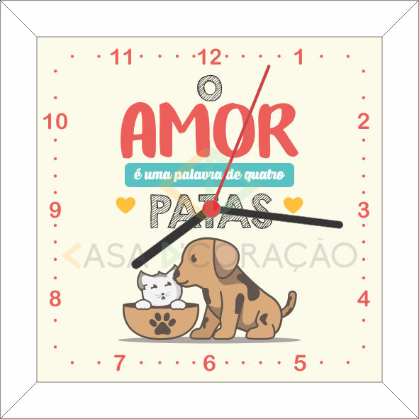 Miniatura: 9035 - Relógio com moldura Amor é uma Palavra de 4 Patas