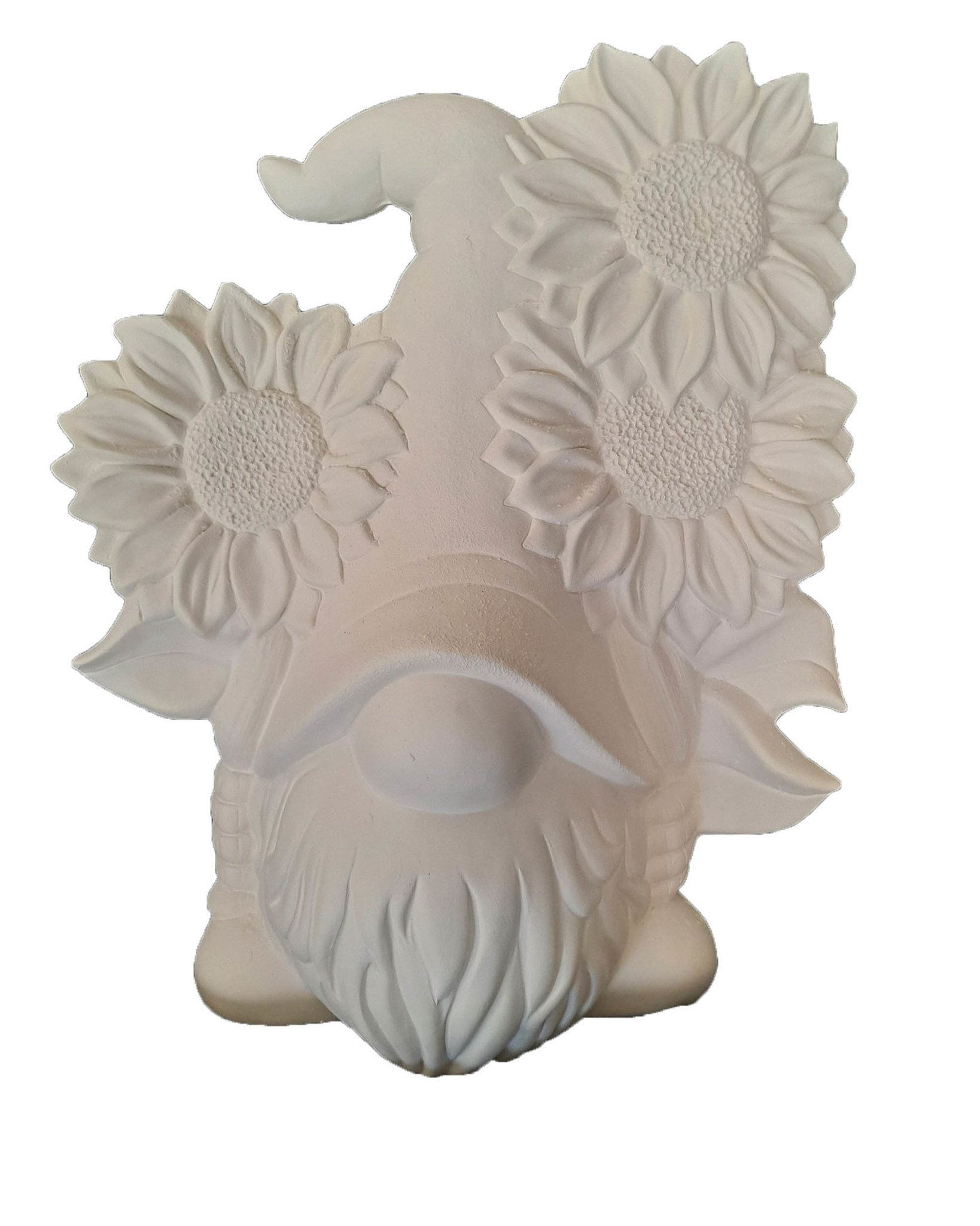 Large Ceramic Gnome w/ Sunflowers