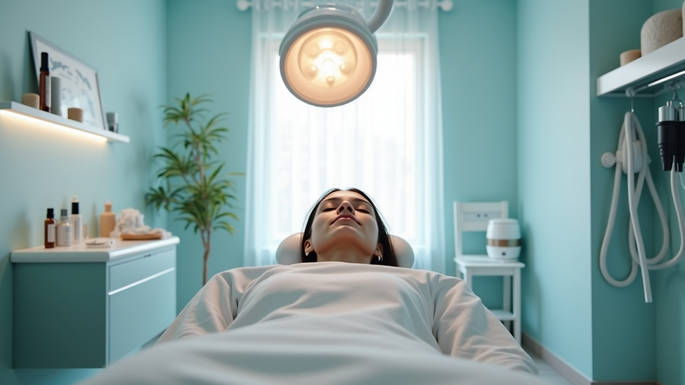 Eye-level view of a modern medical spa treatment room with aesthetic equipment