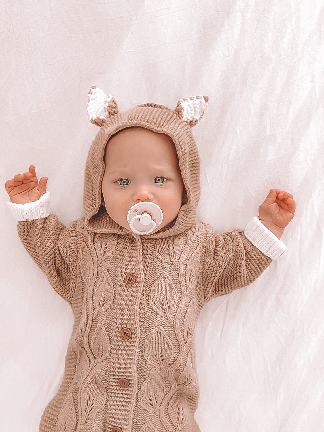 'FOX' KNIT ONESIE' - CAPPUCCINO