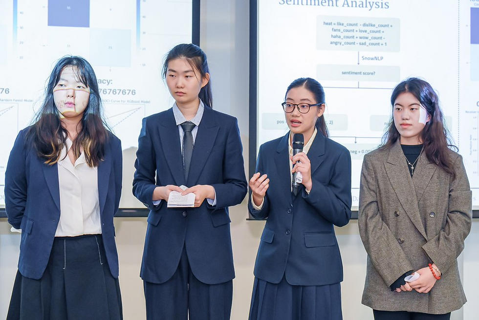 Senti-Analyst (Finalist): Synergized social sentiment analysis and cybercrime data for forecasting financial trends. Members: Liuruo HAN (DSCT, HKUST), Wanping WANG (RMBI, HKUST), Xinyue ZHANG (SBM, HKUST), Yuxuan LUO (SBM, HKUST)