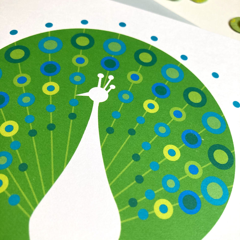 Thumbnail: Square everyday card - Peacock Green - all occasion, original design, blank