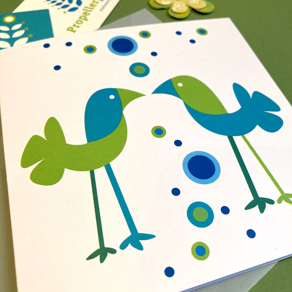 Thumbnail: Square all occasion card Bubble Birds - blank inside