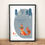 Thumbnail: Print - personalised - woodland FOX in grey birth print