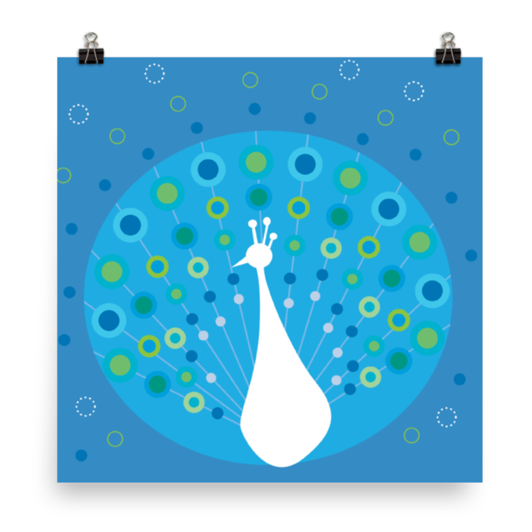 Thumbnail: Square card all occasion - Peacock Blue Full Bloom blank inside