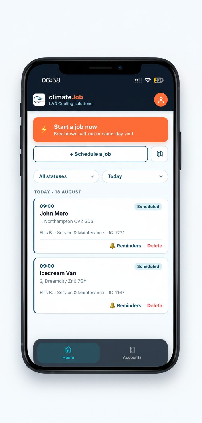 job management app built for air conditioning & refrigeration engineers