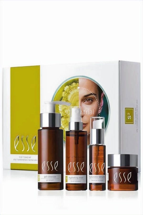 Esse Oily, Combination & Normal Trial & Travel Set, rutina de prueba para piel mixta, grasa y normal.