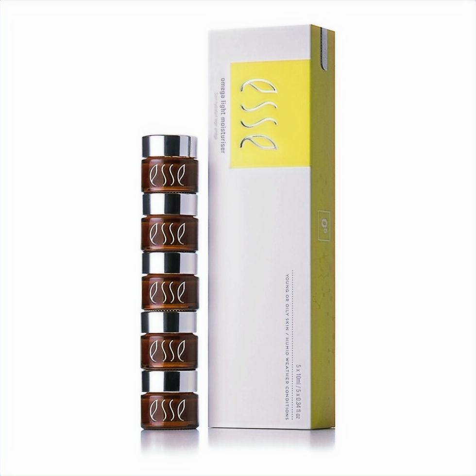 Omega Light Moisturiser, crema hidratante ligera en envase de vidrio ámbar.