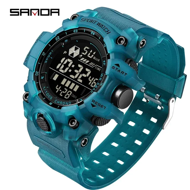 Thumbnail: SANDA Men Outdoor Sports Watch Waterproof LED Analog Digital Show Multifunction 