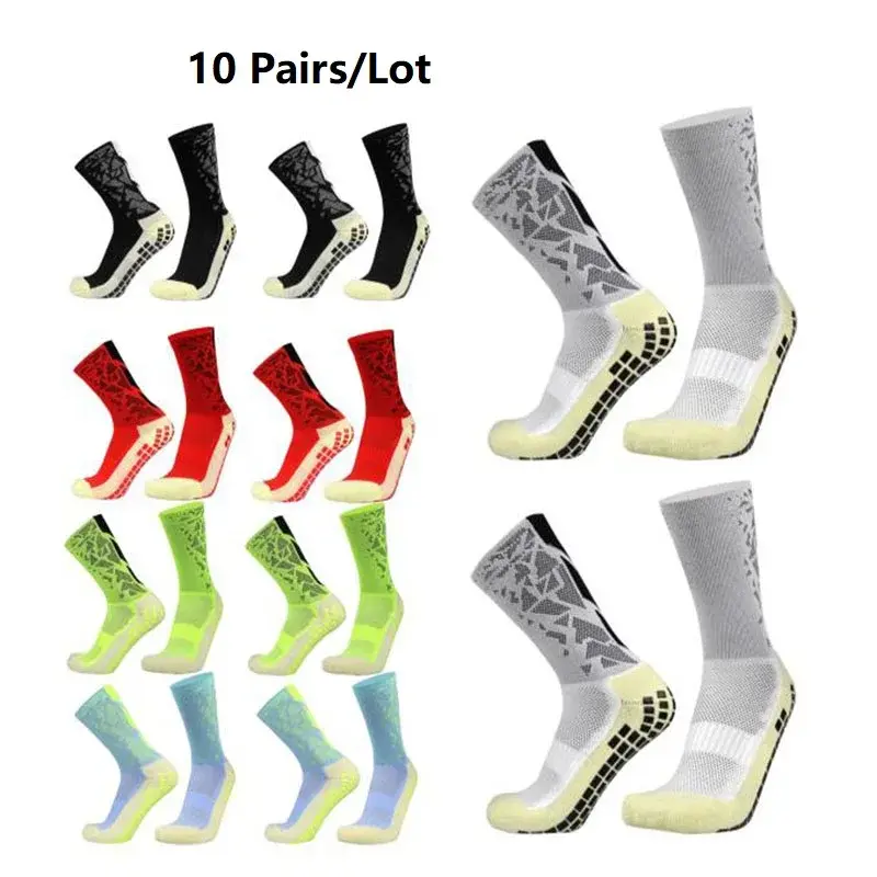 Thumbnail: 1/10/20 pairs of men's soccer socks non-slip grip pad football basketball socks