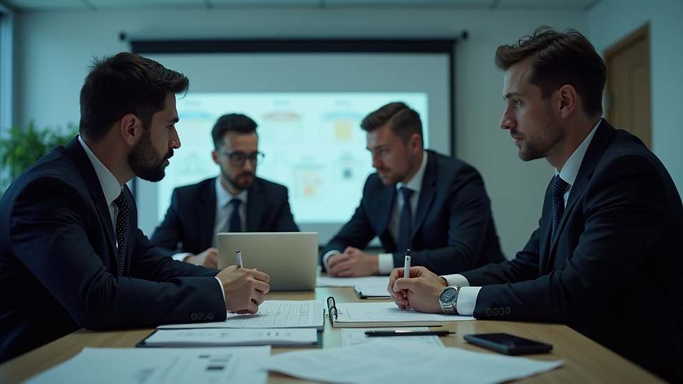 Close-up view of a security team planning and discussing strategies