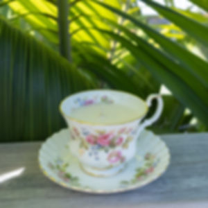 White Vintage Tea Cup Candle - French Pear