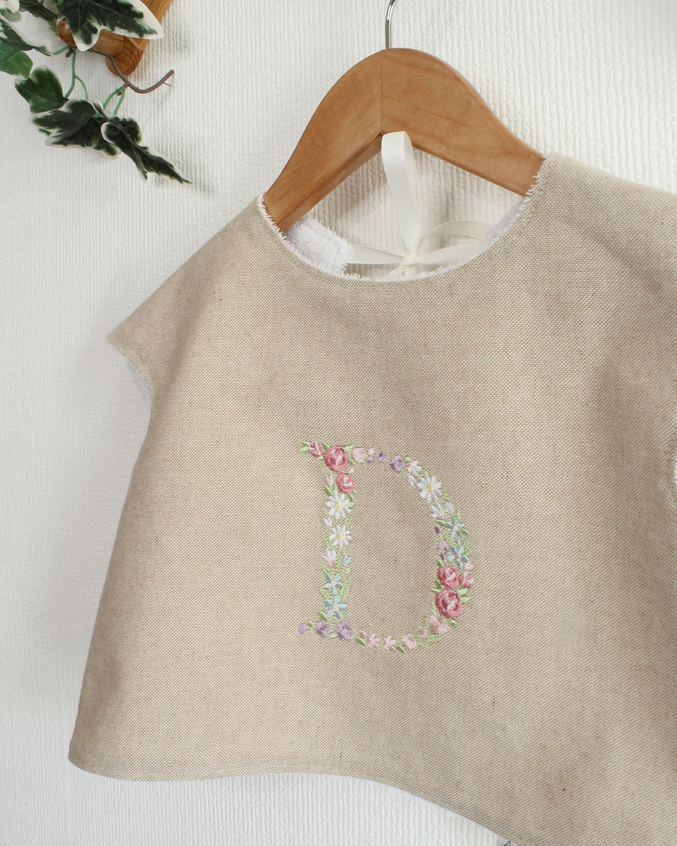 Thumbnail: Embroidered Personalised Initial Feeder Bib - Pastel  Colour way
