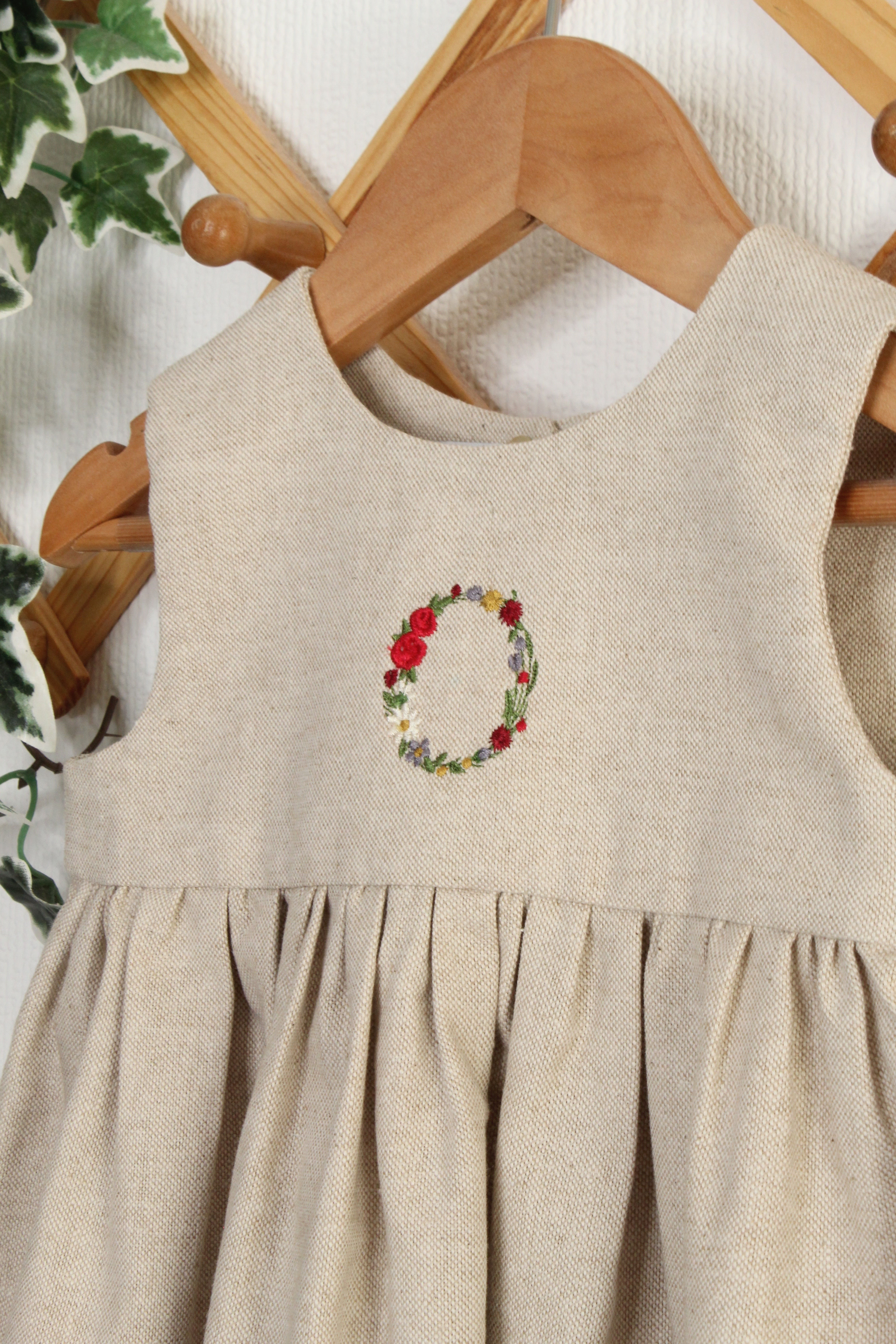 Embroidered Floral Initial Dress - Autumn Colour way