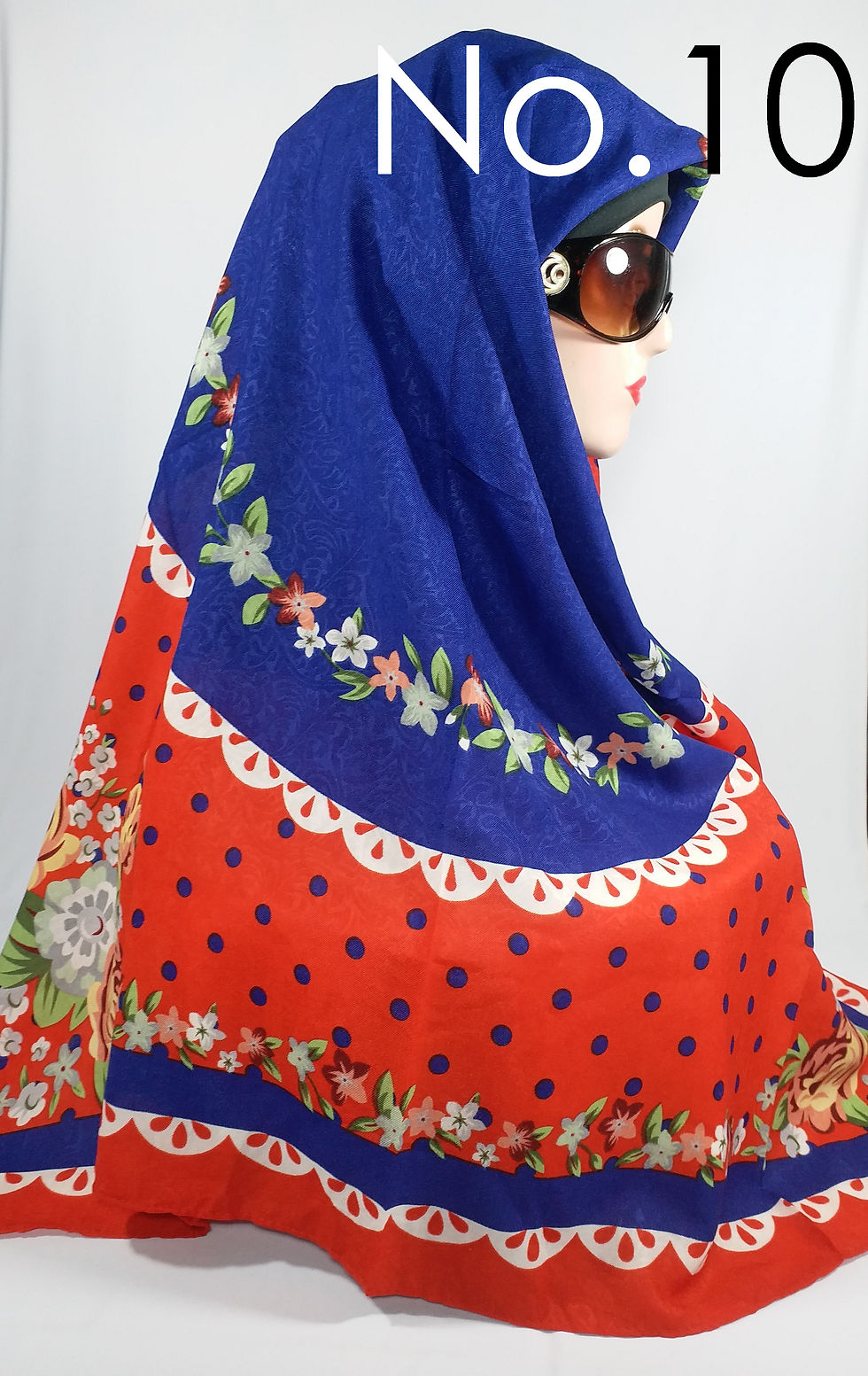 Thumbnail: Jilbab Segi Empat Matun Catalonia Diamentes Motif Bunga Polkadot Embos