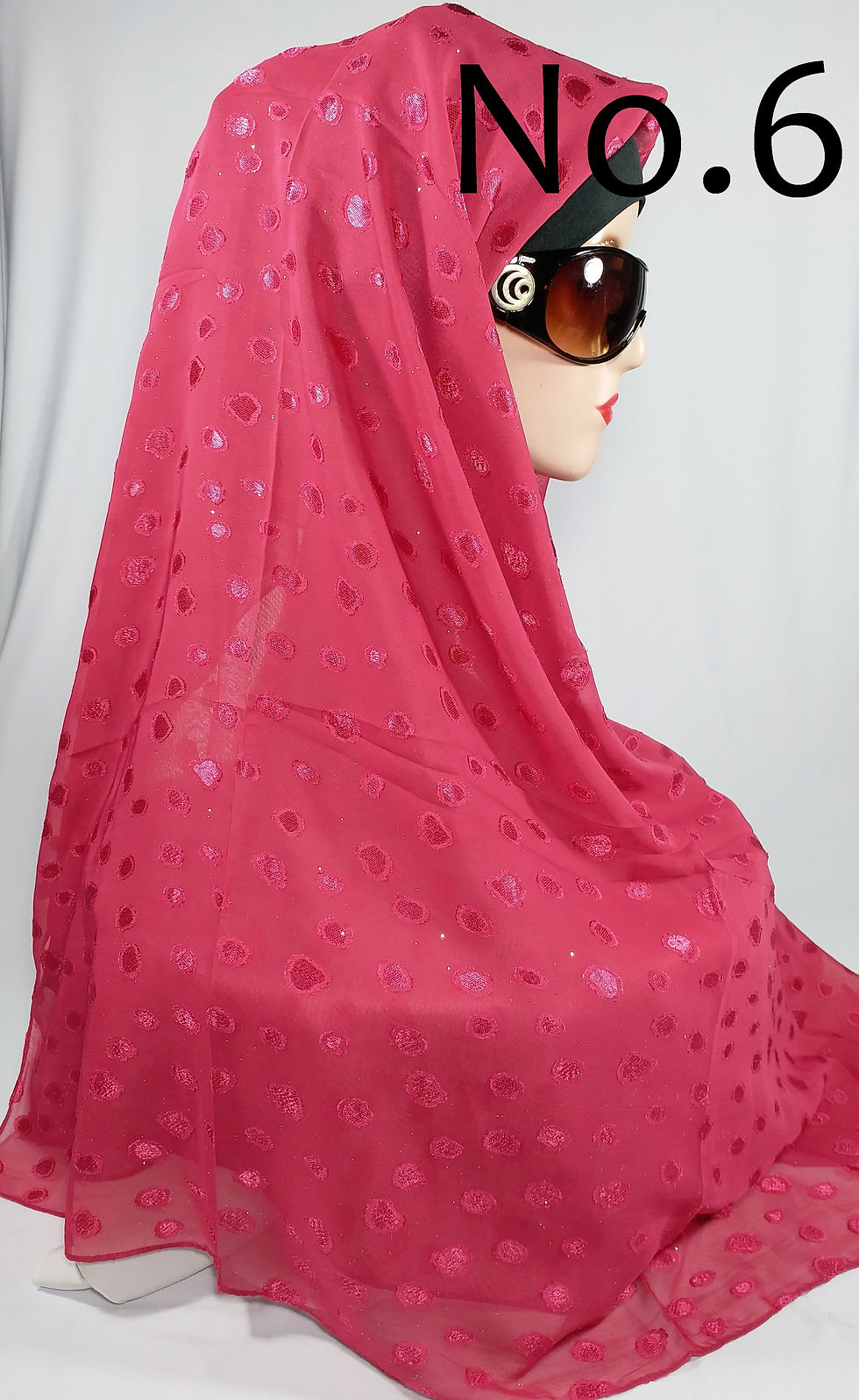 Thumbnail: Hijab Segiempat Pesta Motif Polkadot Full Glitter Uragiri by Yeffa pink fanta