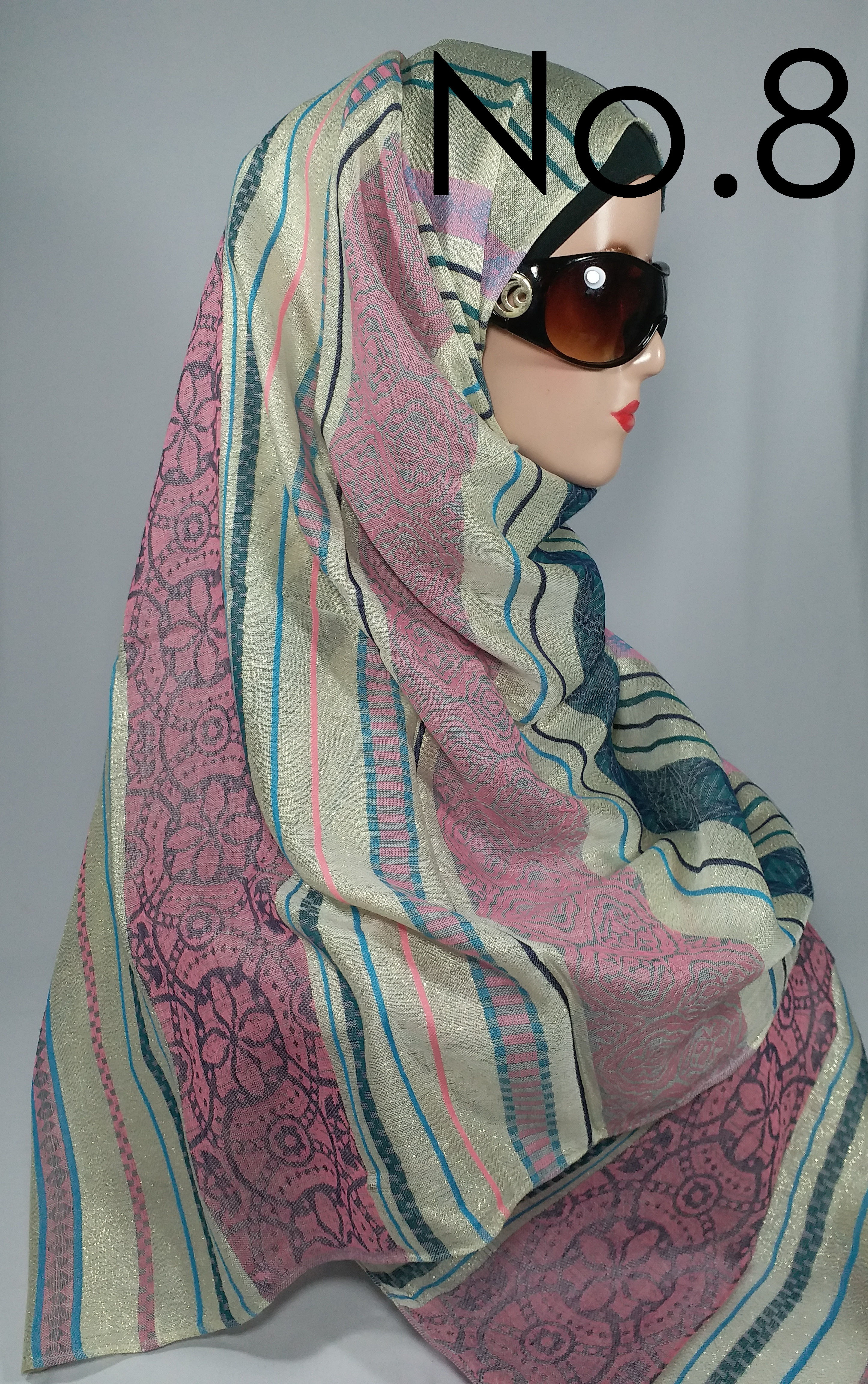 Pashmina Pesta Glitter Motif Sari | Viscose Sutra | Benang Serat Emas