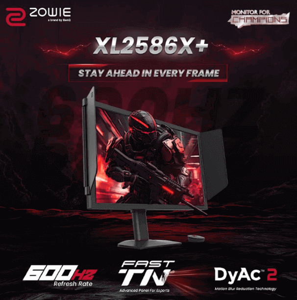 BenQ launches the ZOWIE XL2586X+ monitor: 600Hz of pure competitive speed