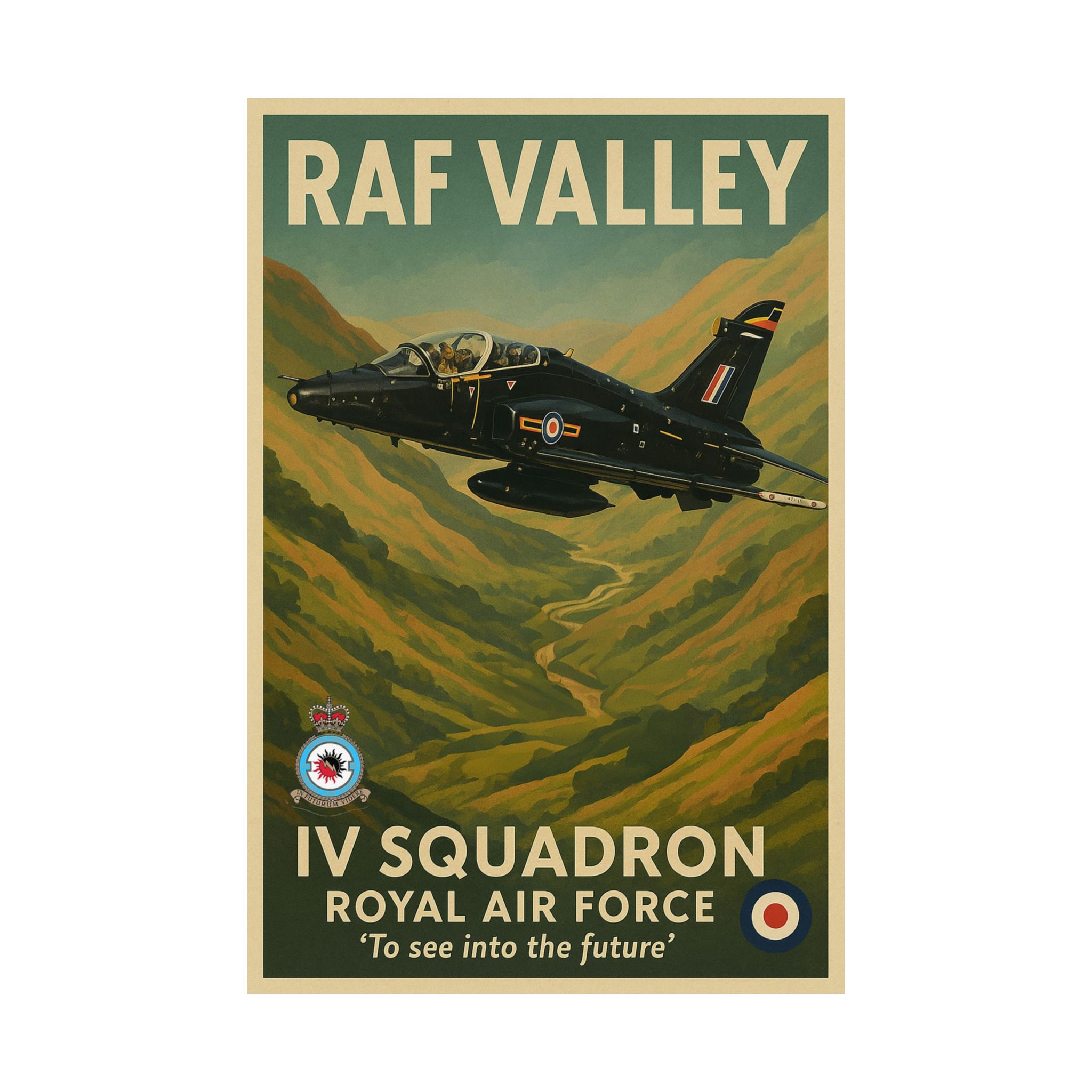 4 Squadron RAF Valley Vintage Print Poster - Royal Air Force Aviation Decor