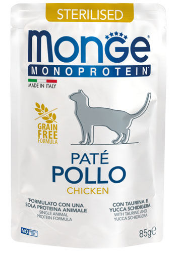 Monge Pouch Monoproteico de pollo para gatos esterilizados 85gr | Monge