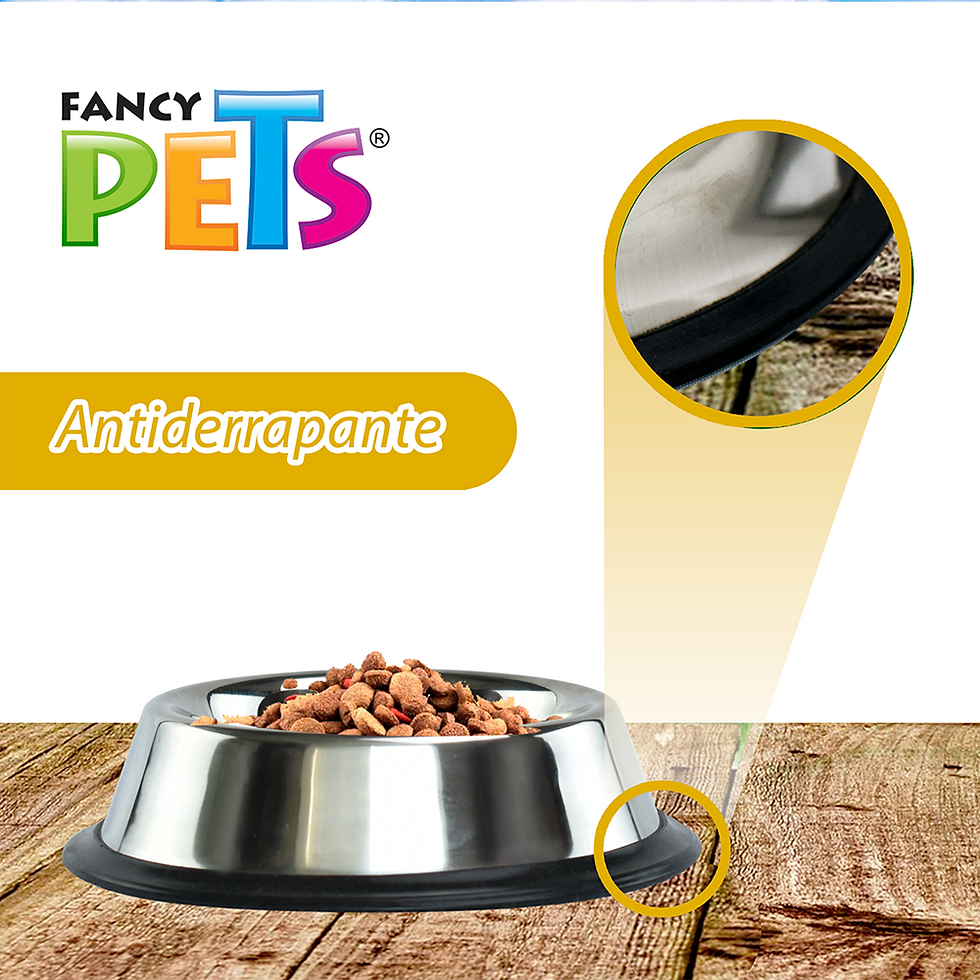 Miniatura: Plato de Acero Inoxidable con Base Antiderrapante | Fancy Pets
