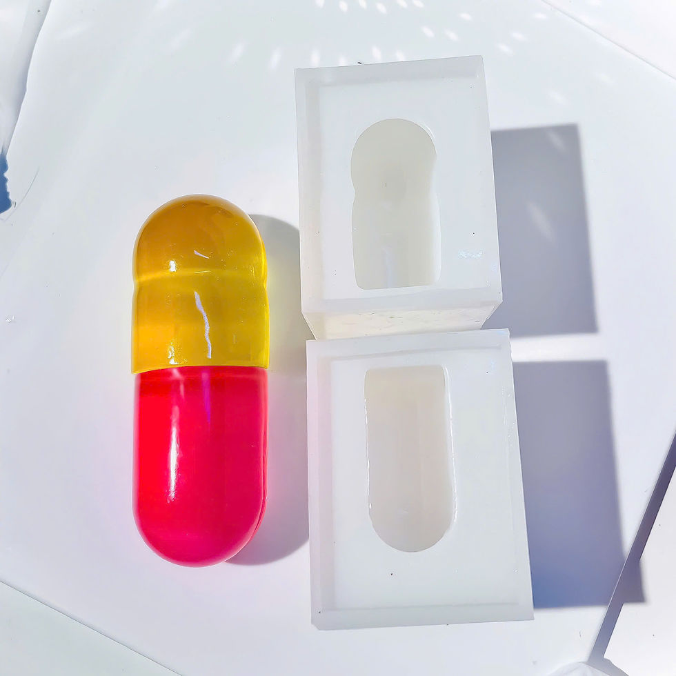 Thumbnail: Giant 5" Pill-Shaped Silicone Mold | 2-Part Resin Mold for Wall Art & Decor