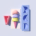 Triple Scoop Ice Cream Cone Silicone Mold with 4 separate parts in a set of 2 molds, top view